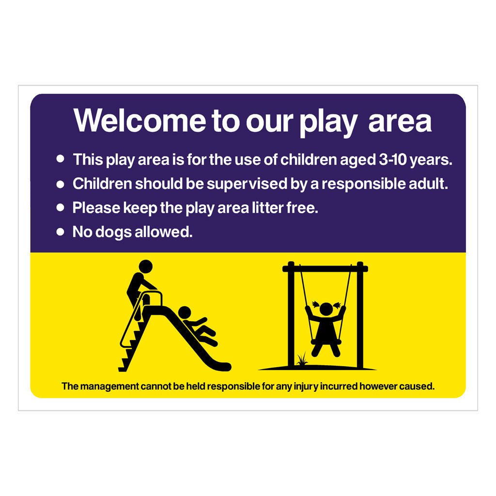 Welcome To Our Play Area Sign